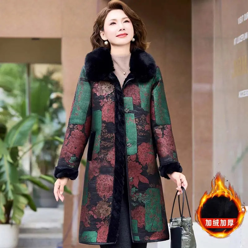 A070中老年2025新款时尚百搭外套中长款加绒加厚妈妈装保暖冬棉衣