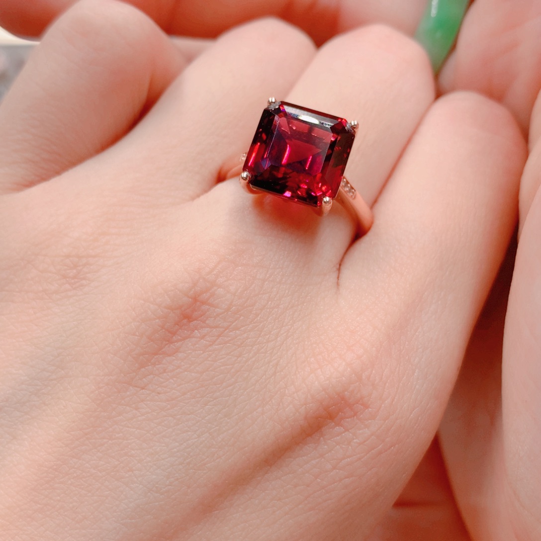 石榴石戒指银S925镶嵌