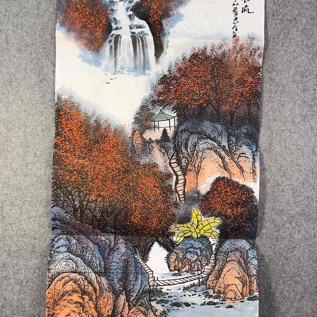 国画957 牡丹之花之叶的颜色与