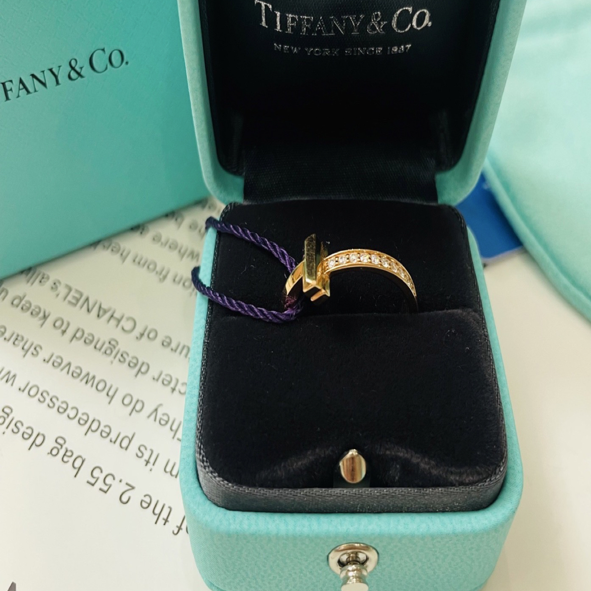 99新 Tiffany & Co./蒂芙尼 蒂芙尼 T1戒指 玫瑰金