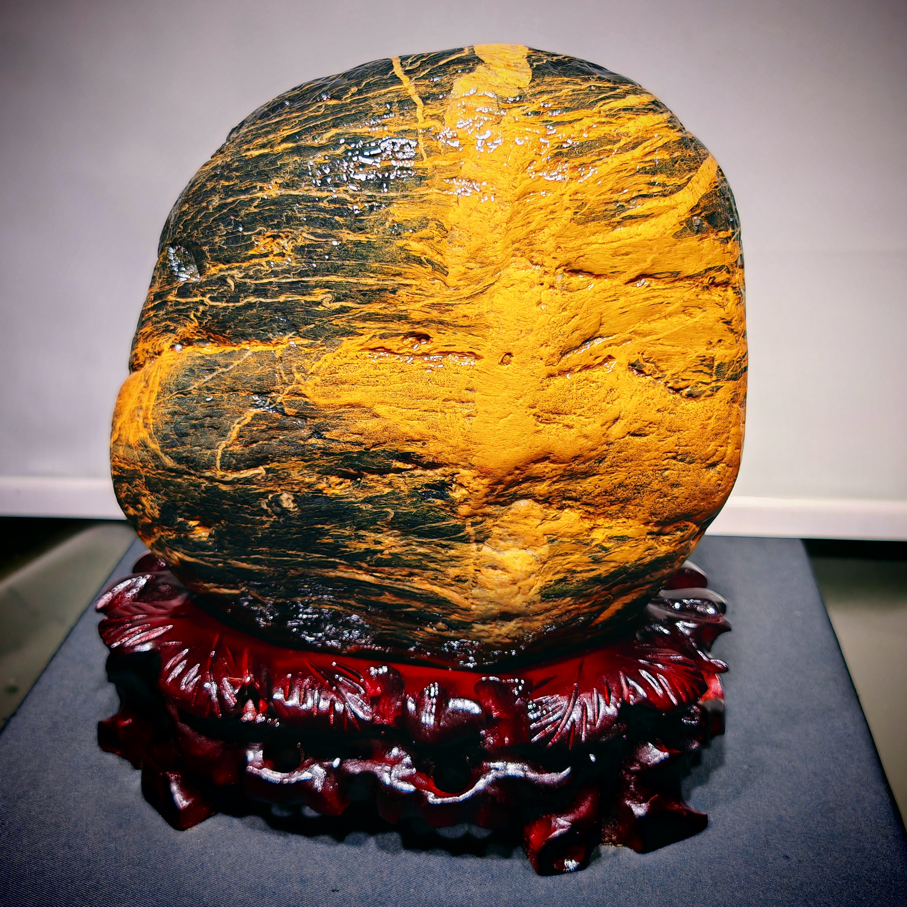 天然原石造型石奇石画面石图案石金纹石桌面客厅办公室摆件