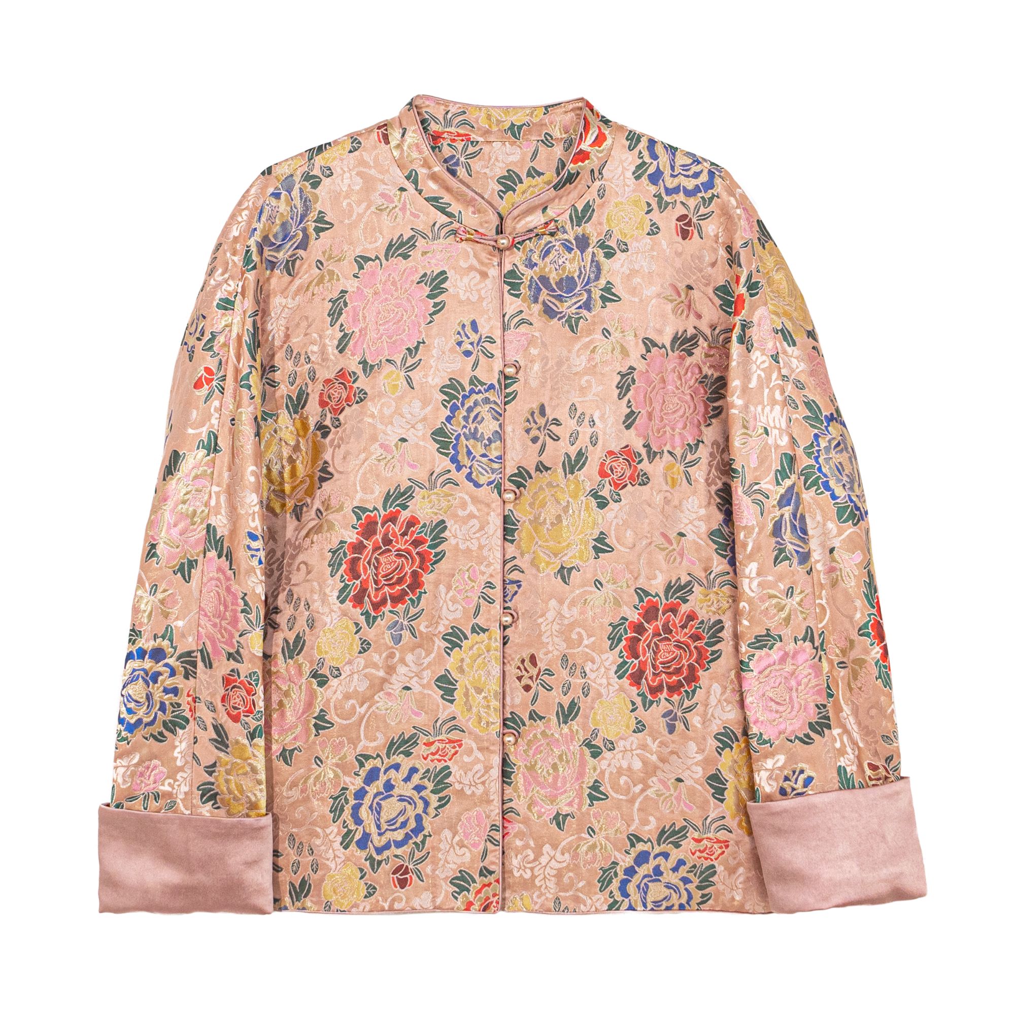 【繁花云锦】新中式桑蚕丝中国风复古时尚气质立领外套G518119