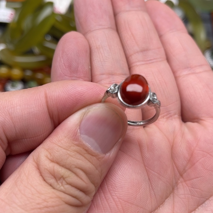 石榴石戒指银S925镶嵌