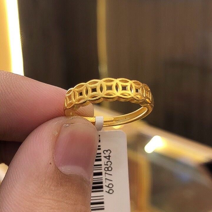【泓金链】可调节转运镂空小众铜钱戒指