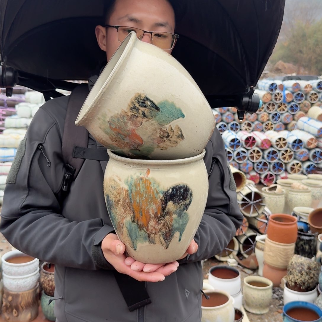 紫砂花盆口18高21（工艺品新款两个