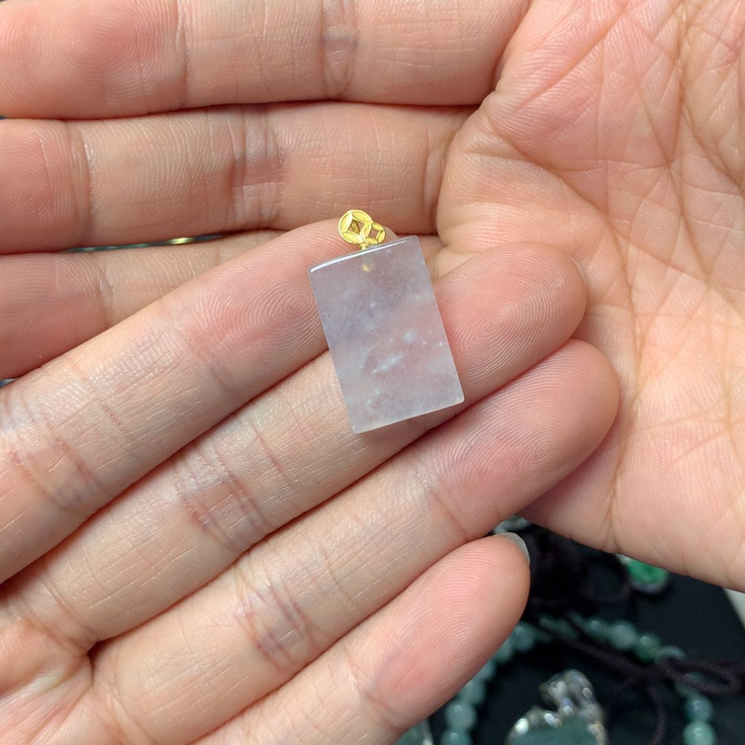 翡翠吊坠(不含链)18K金镶嵌