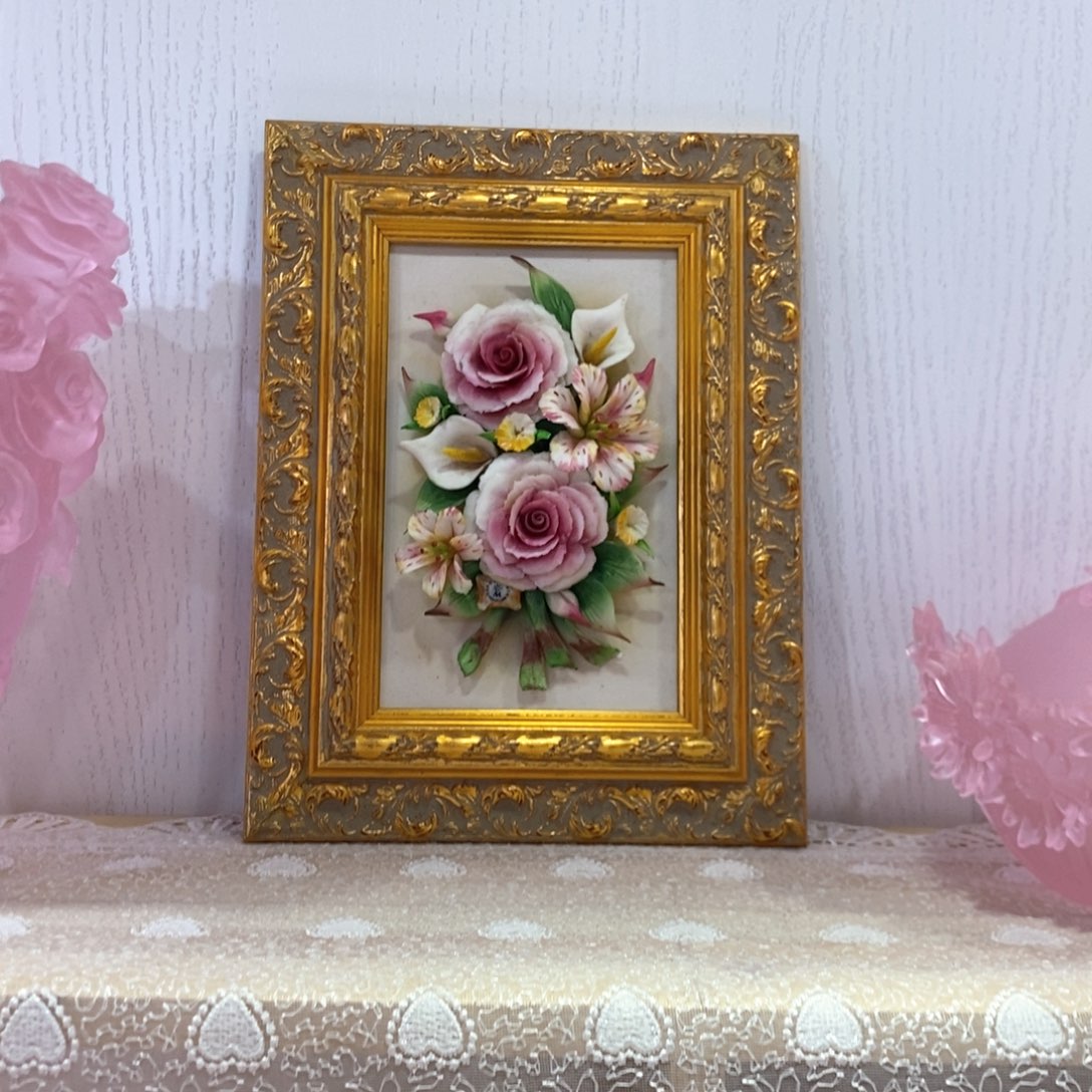 摆件意大利陶瓷花挂画赏盘