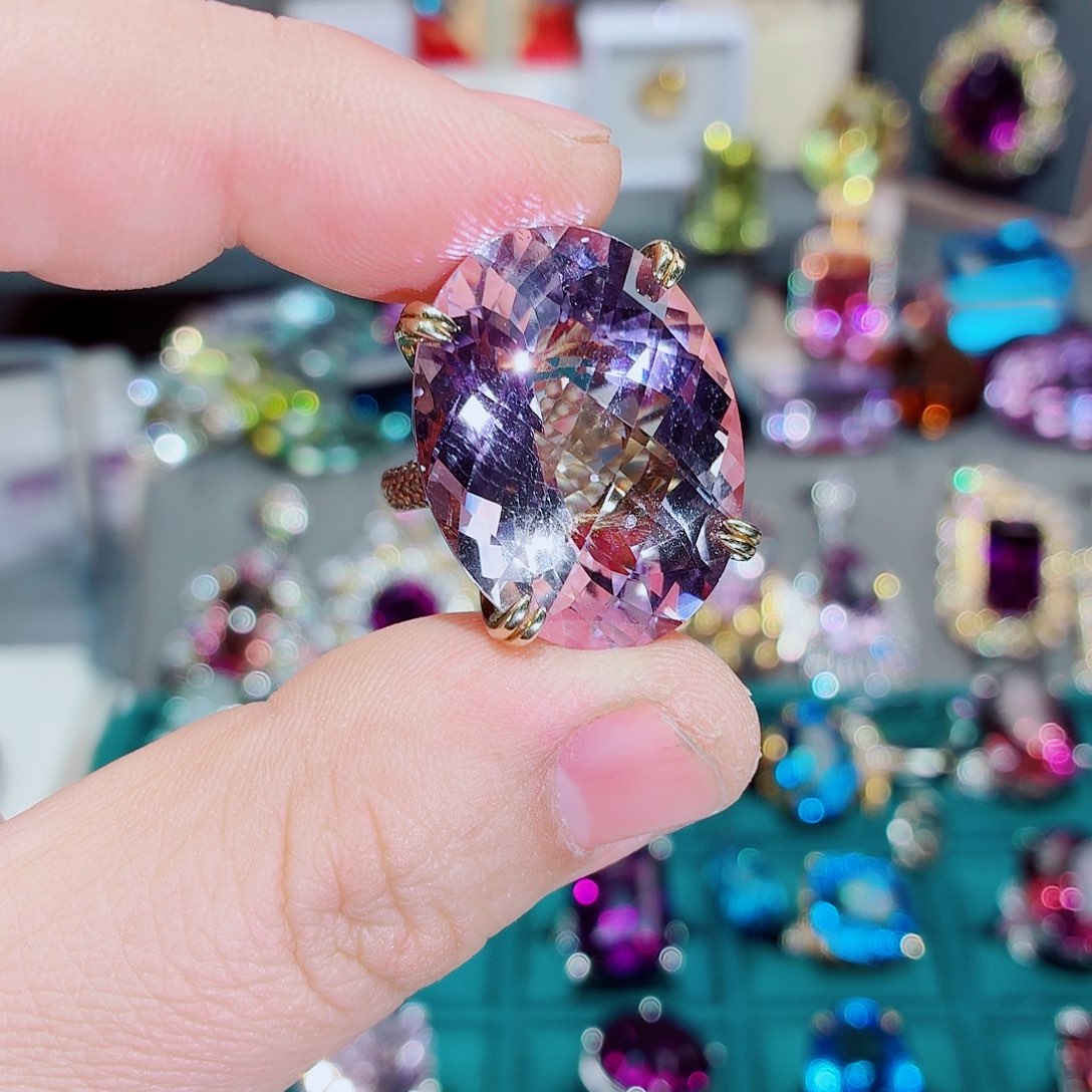 水晶戒指银S925镶嵌