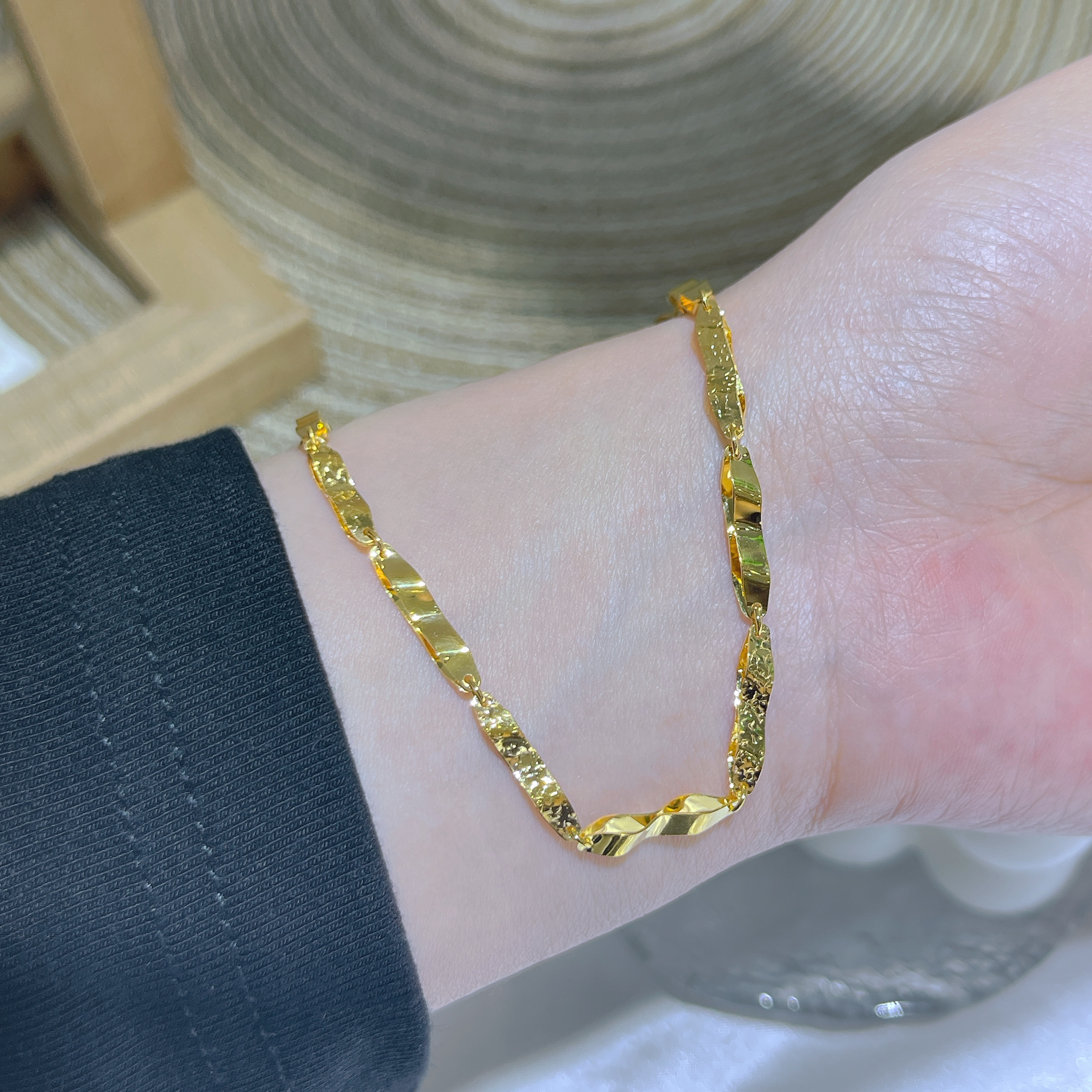 5G足金999时尚百搭双面碎金亮片手链（不退不换，介意勿拍）