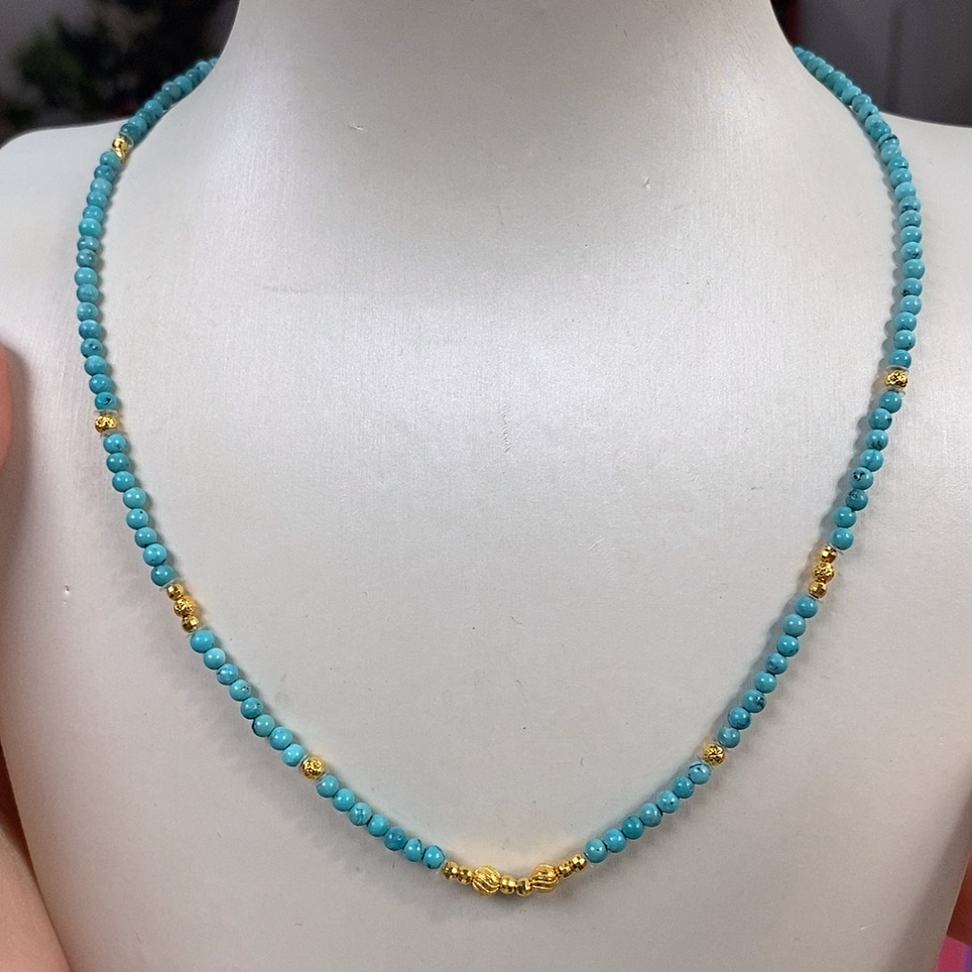 绿松石18K金镶嵌珠宝奇石定位珠为合金