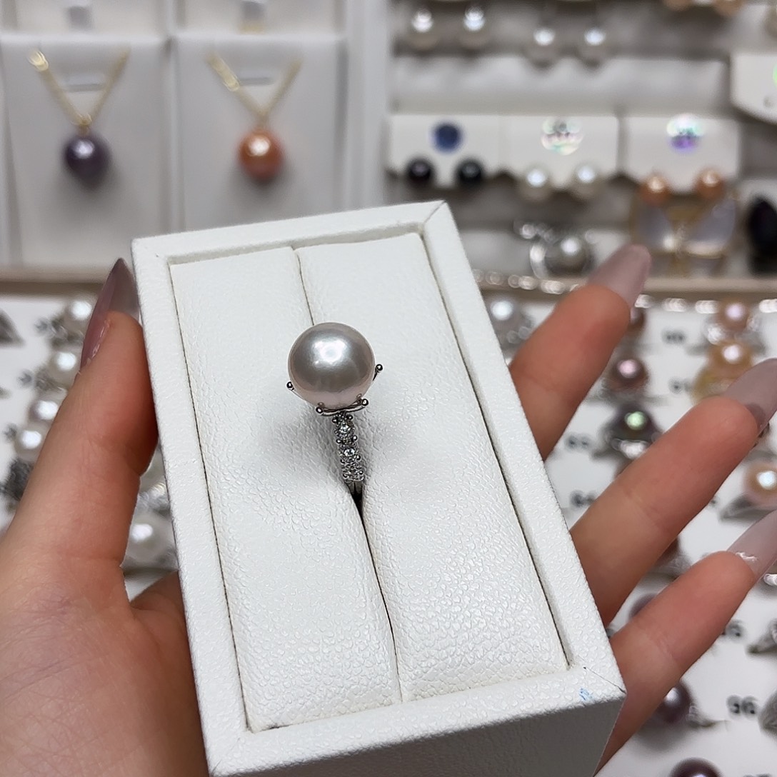 可***婉银S925镶嵌戒指淡水珍珠