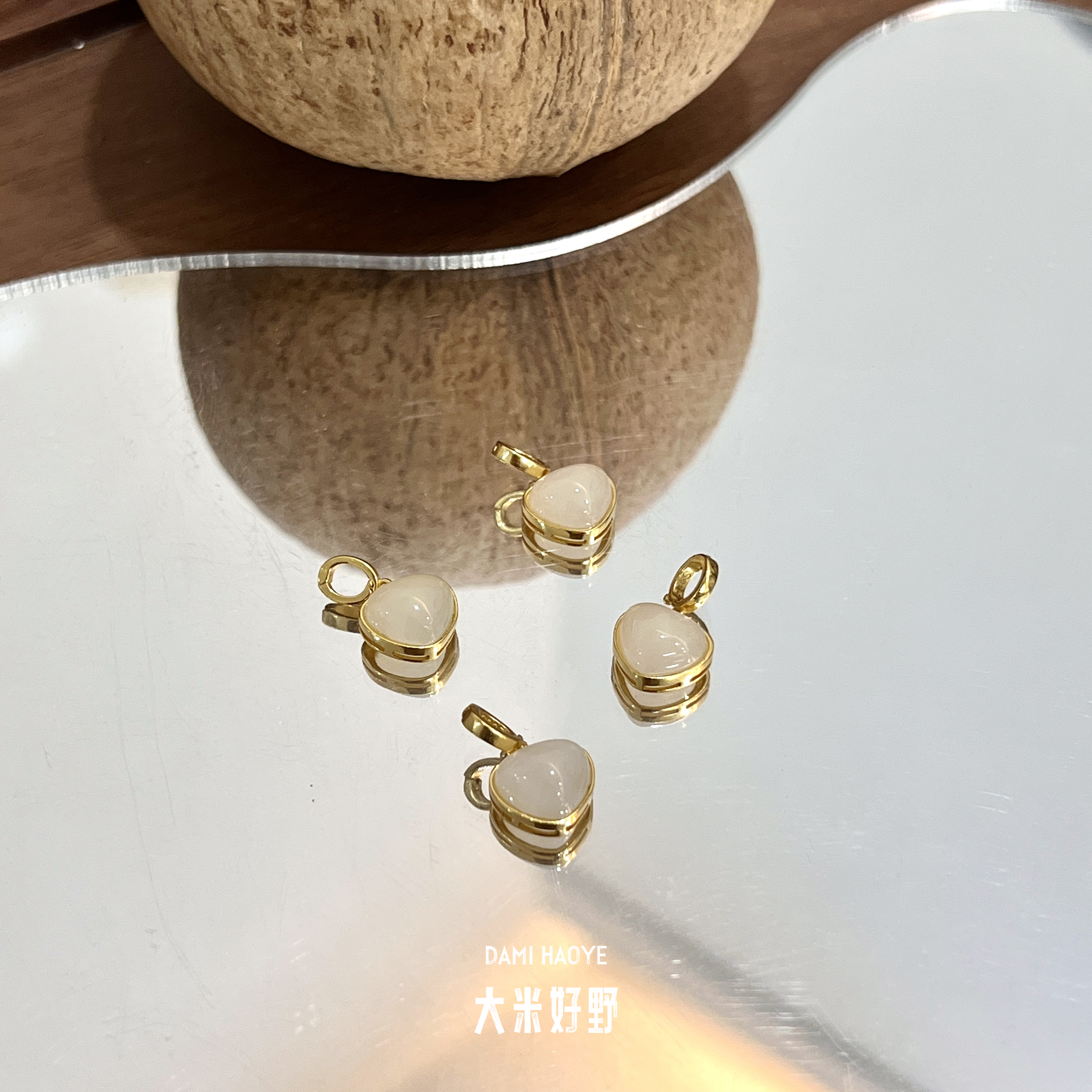 【蜂蜜水爱心吊坠】DM2473和田玉纯925银万能扣吊坠多样性发一