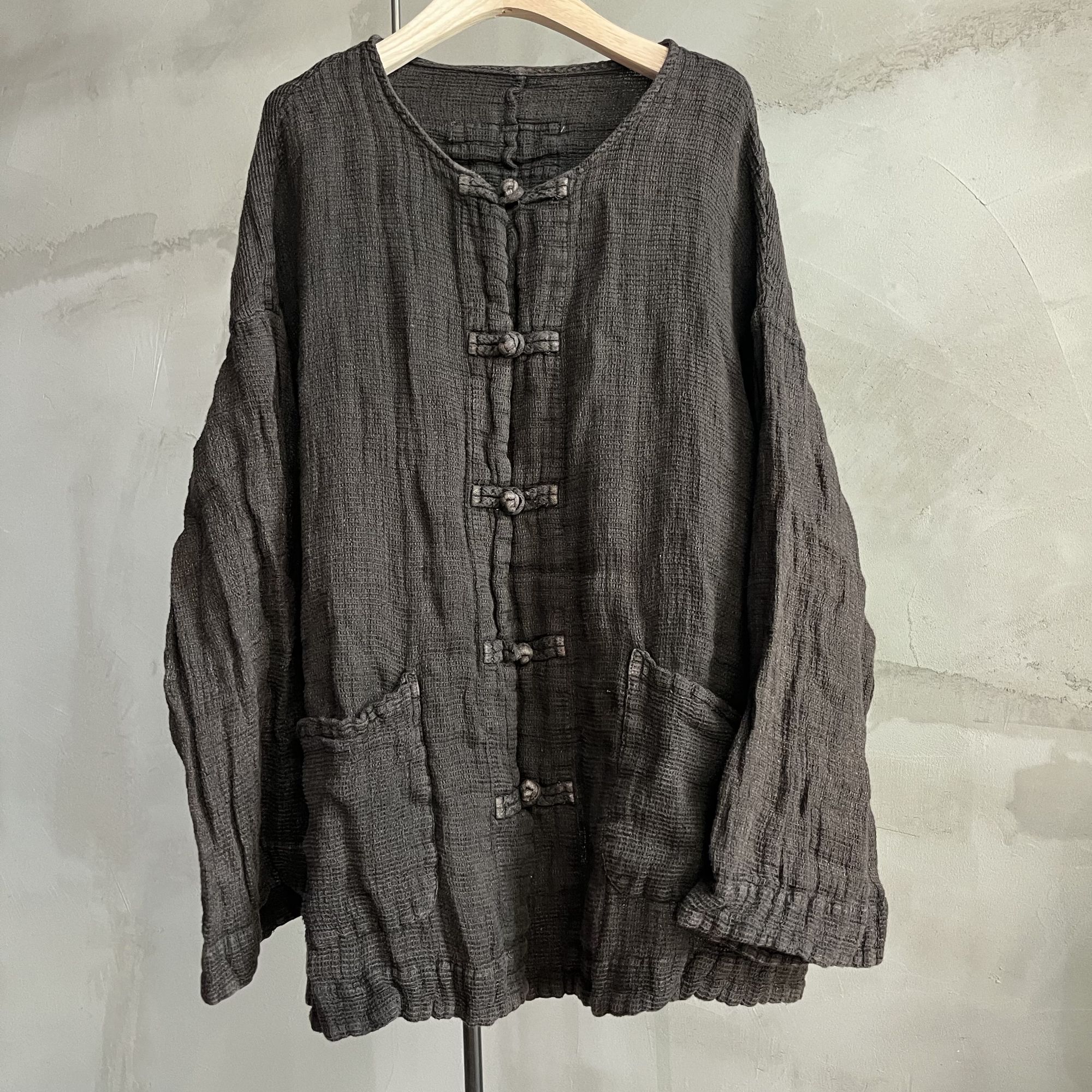 沉香布衣草堂原创盘扣粗麻休闲短上衣开衫
