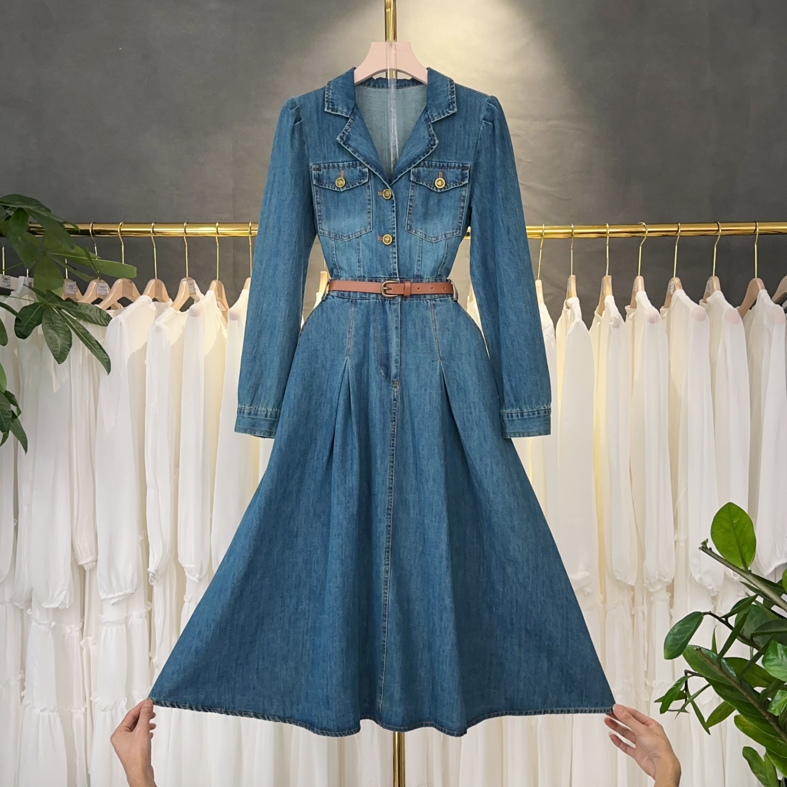 【RG2451】2025年长袖新款时尚气质百搭减龄显瘦新款连衣裙春季