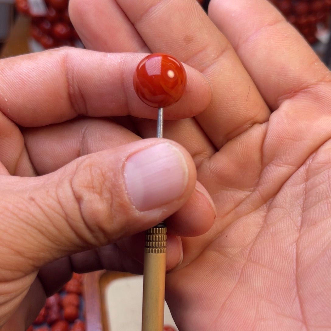 南红玛瑙未镶嵌川料精工圆珠卡14➕