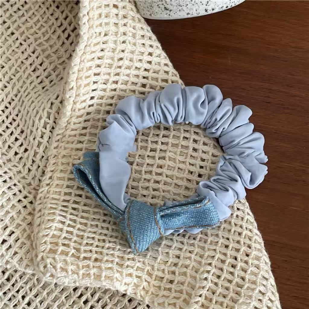 【小清新】蓝色牛仔蝴蝶结发圈发绳肠圈