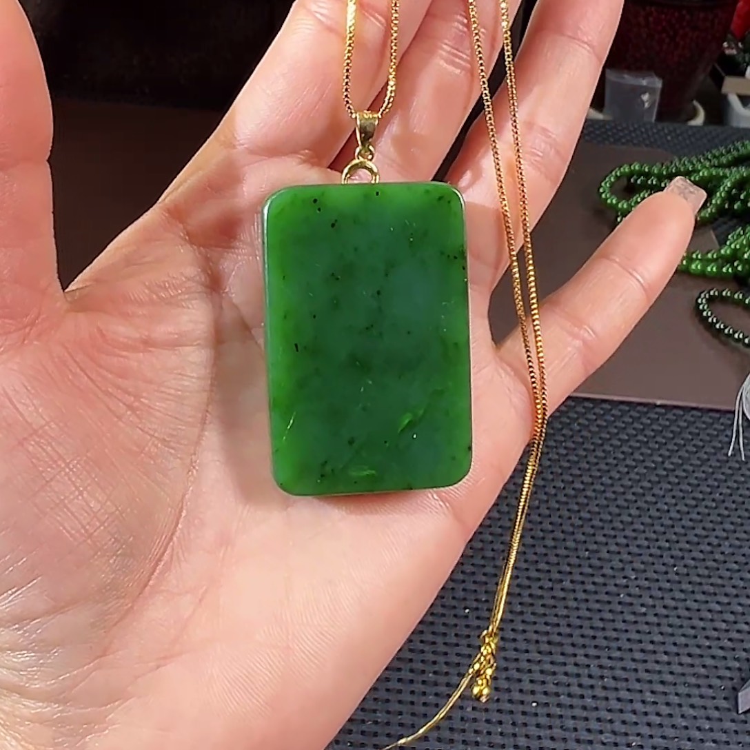 和田玉（碧玉）银S925镶嵌颈饰
