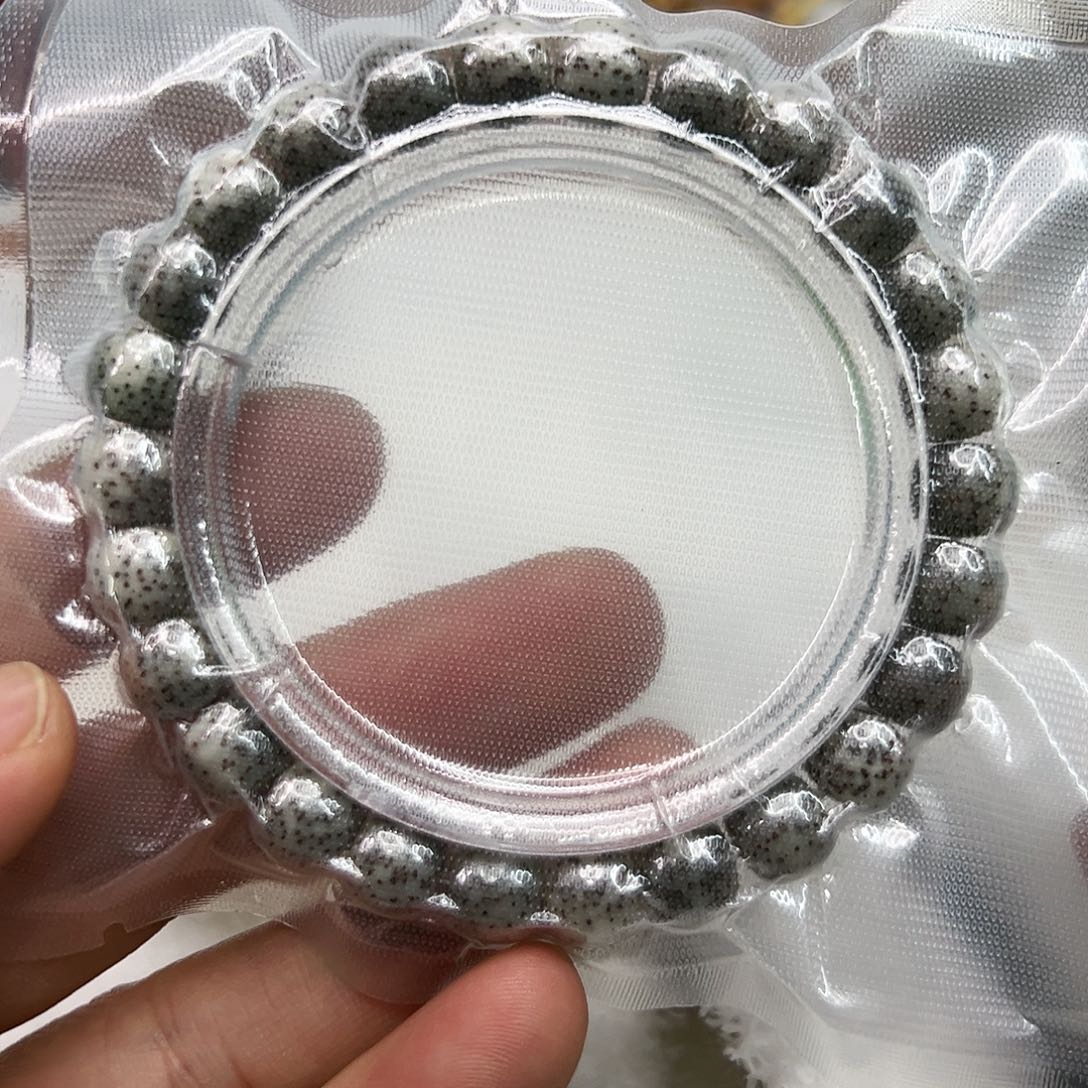 星月菩提手串19高端黑冰石玉黑灰星月菩提单圈 98
