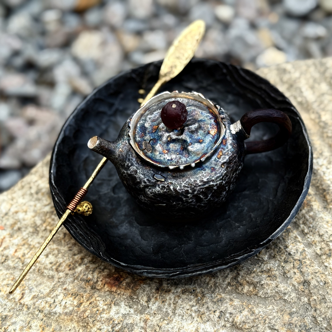 纯手工锻打999足银泡茶壶150cc（每个不一样）