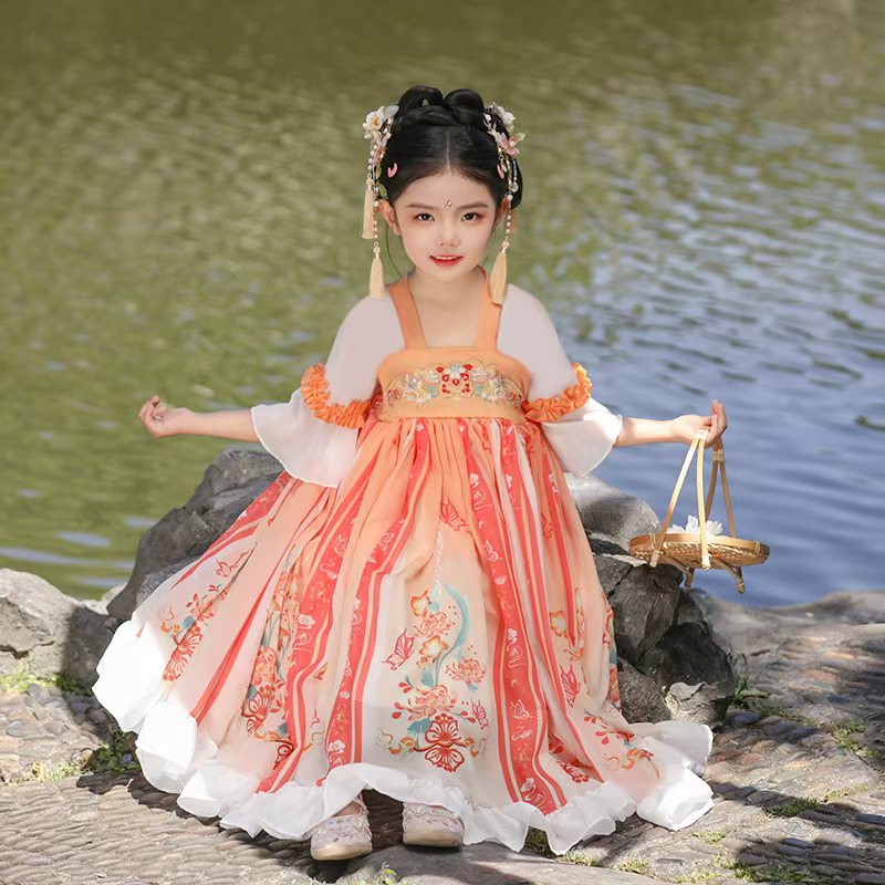 【宇娃娃】2025女童古风公主裙风汉服小女孩公主儿童中国风齐胸汉服