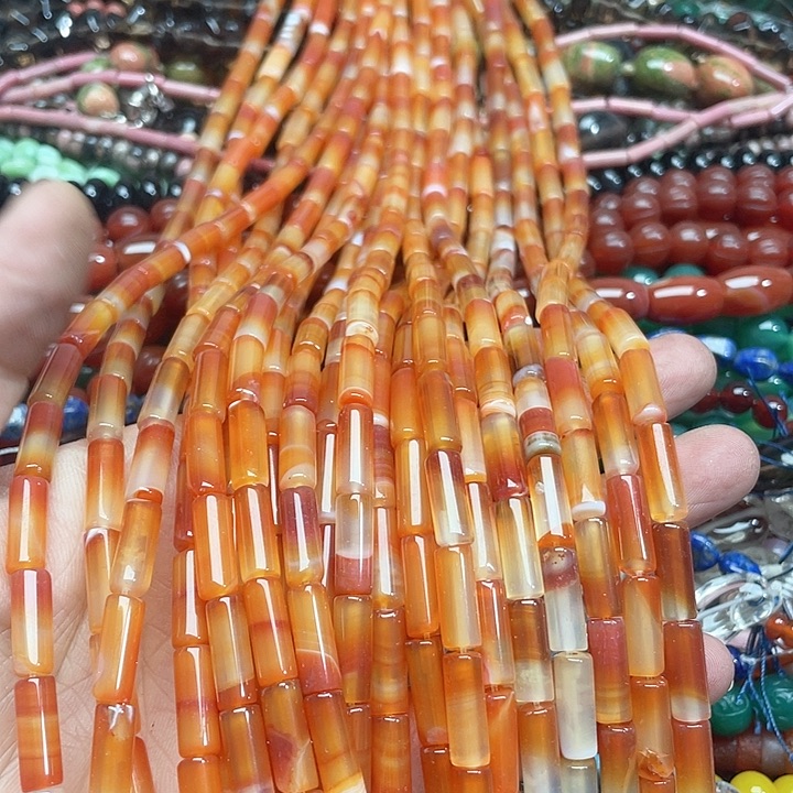 玛瑙/玉髓珠宝半成品未镶嵌一条6x16mm玛瑙管珠