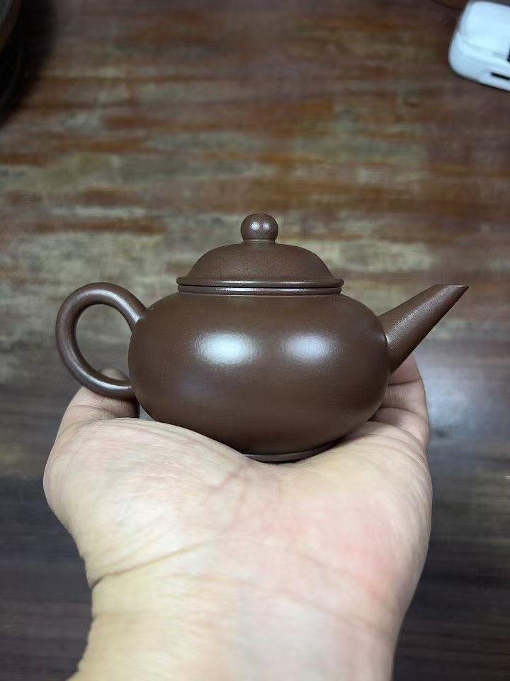 （使用过，非新壶，介意慎拍）紫砂壶 水平壶 紫泥 全手工制作 150cc