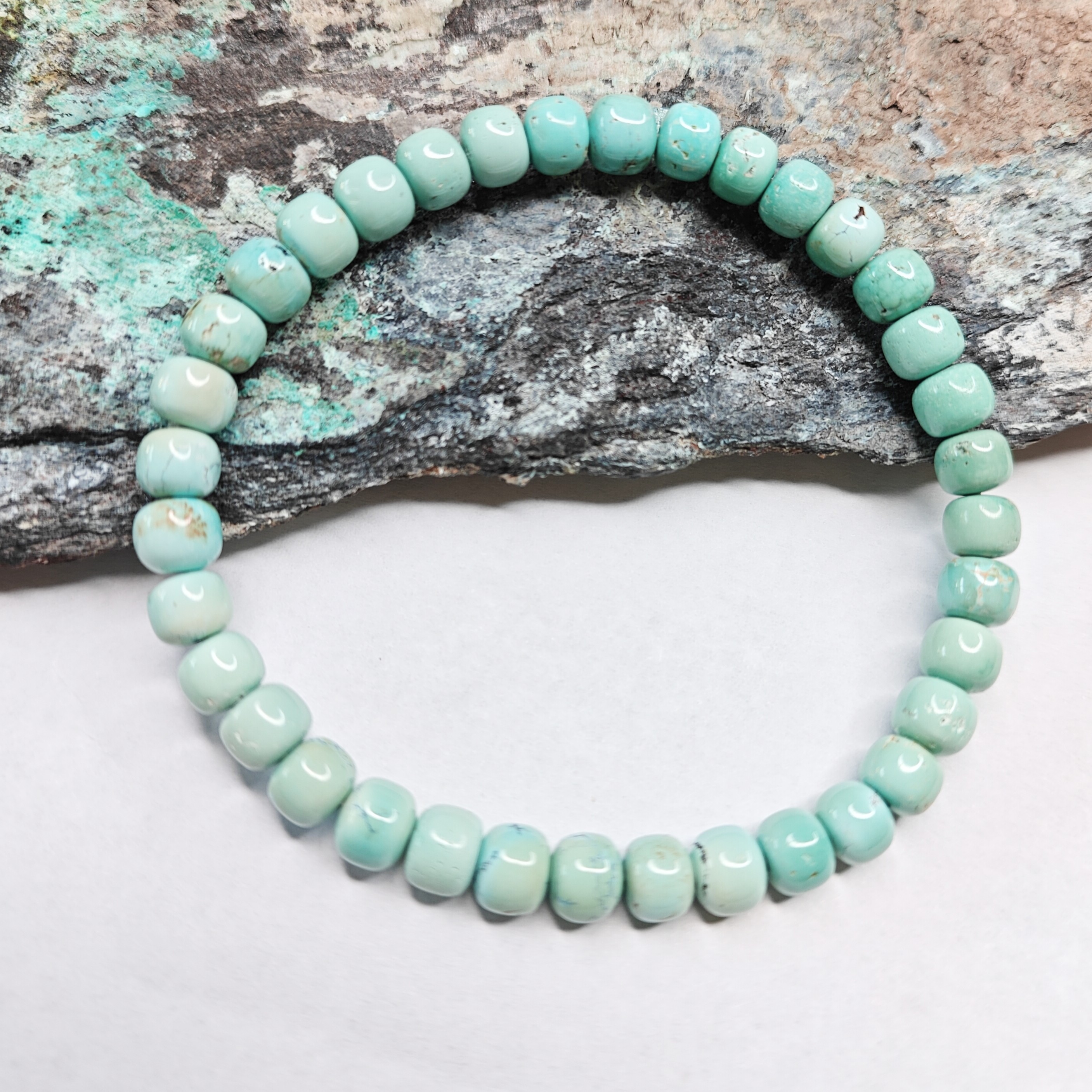 X234绿松石天然原矿无优化老型手串