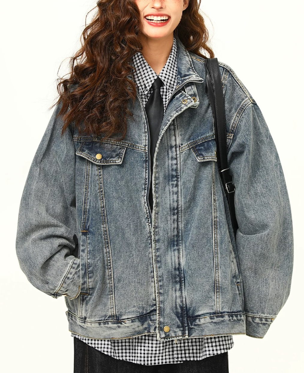 潮流百搭推荐001~050春秋新款2025网红复古宽松牛仔外套