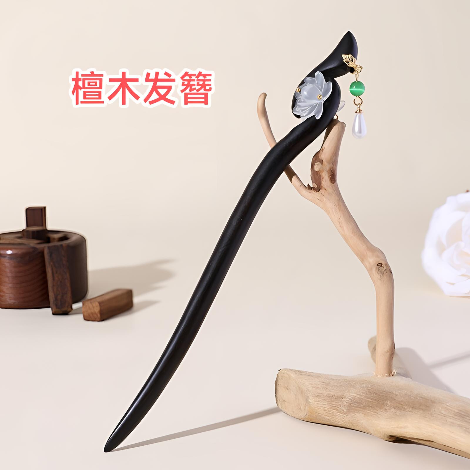 檀木发簪旗袍发饰复古古典木制发簪新中式实木发饰手工古风头饰