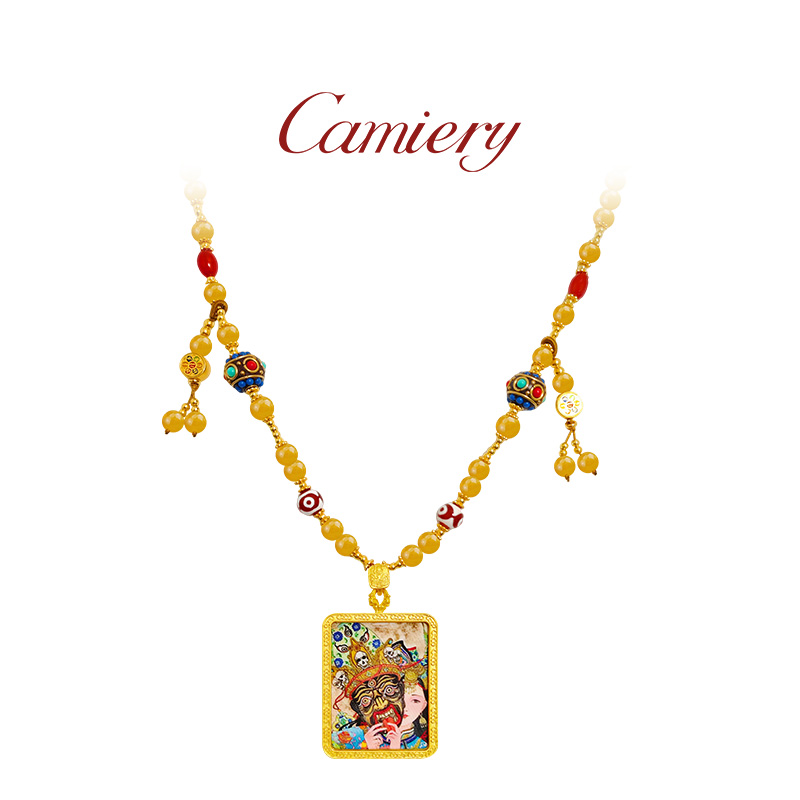 CAMIERY 新中式黄珠唐卡财项链NS