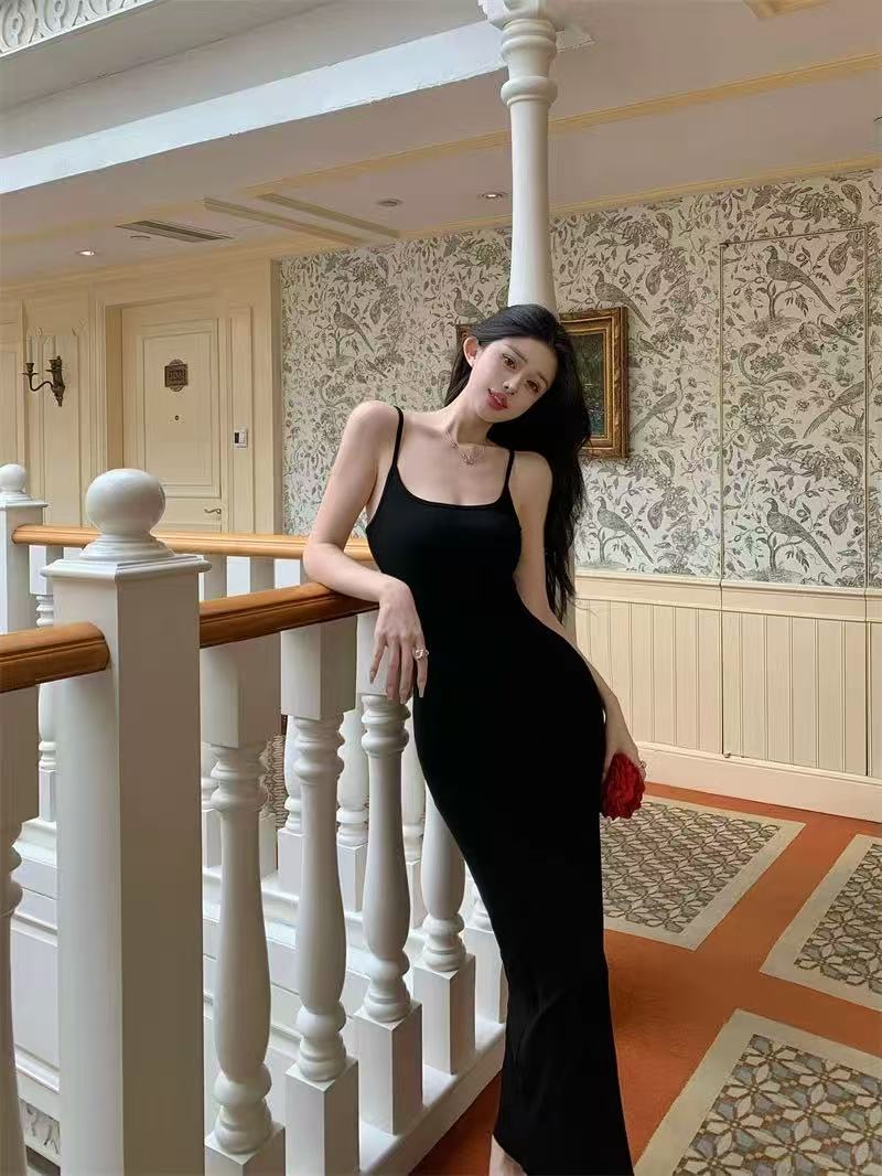 吊带款 黑色长裙（带胸垫）