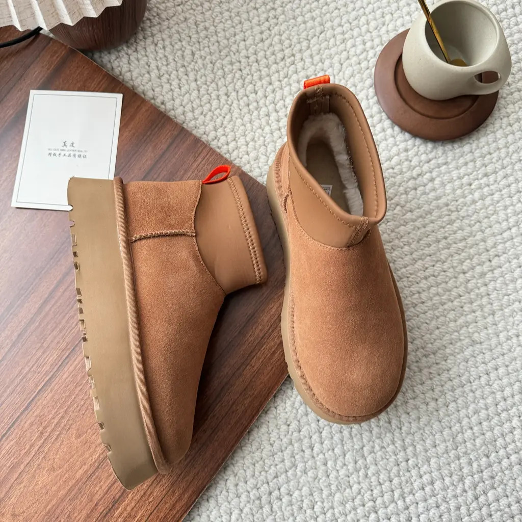 【厚底迪普靴】皮毛一体雪地靴增高舒适短款女冬季百搭时尚保暖短筒