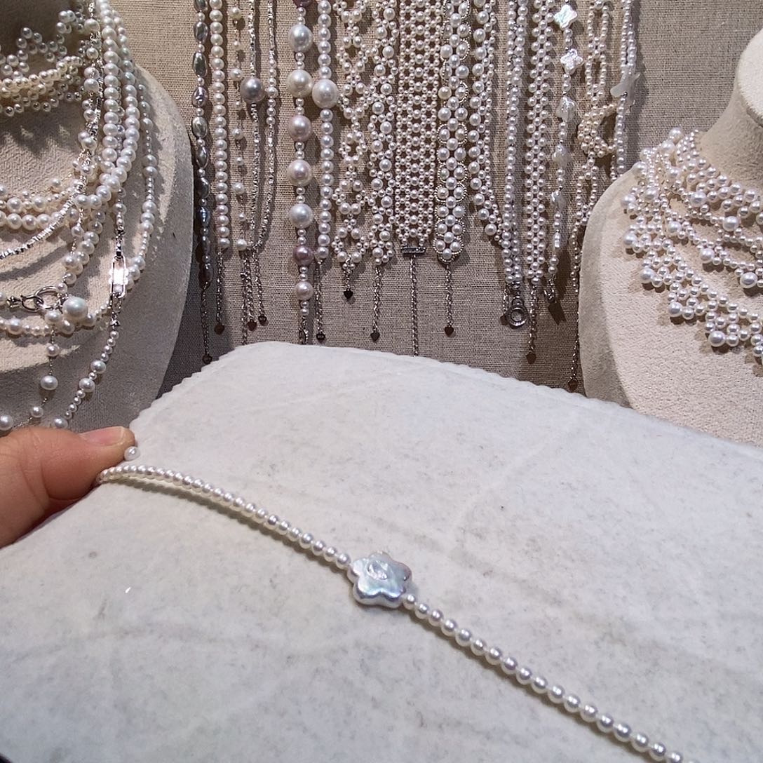 淡水珍珠手绳银S925镶嵌极光炫彩手链