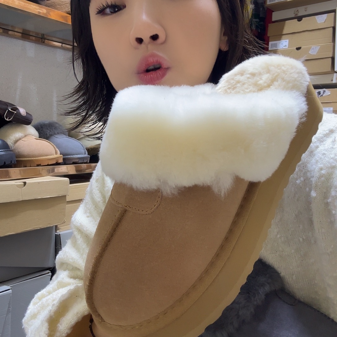 40码驼色圈口毛半拖