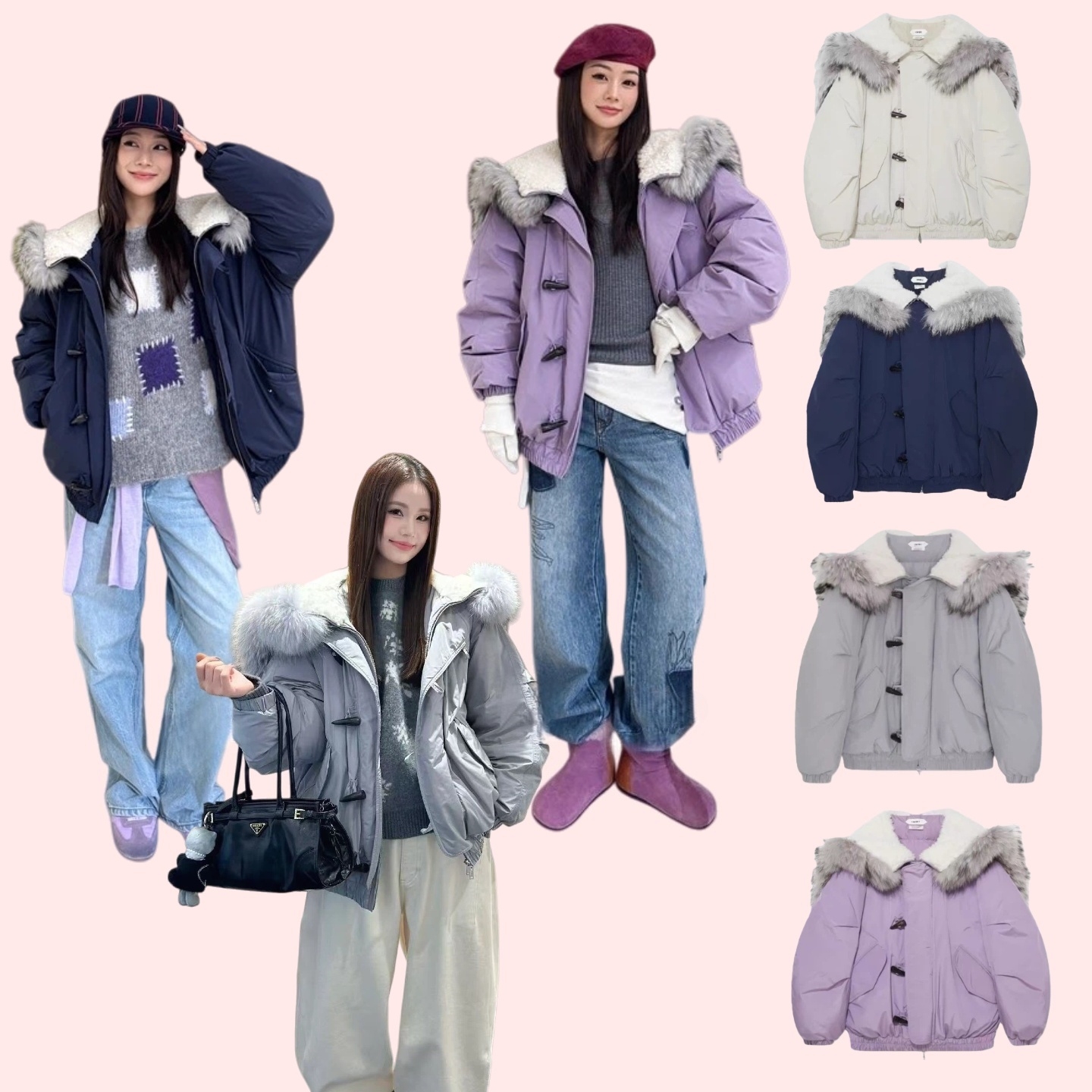 陆续到货【新升级小飞侠鹅大毛领羽羽外套】设计师品牌冬季牛角扣