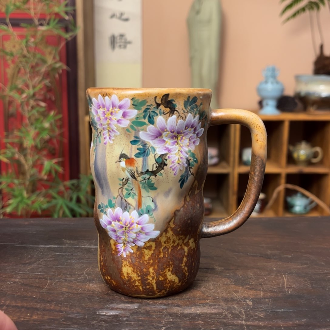 杯柴烧手工手绘陶瓷