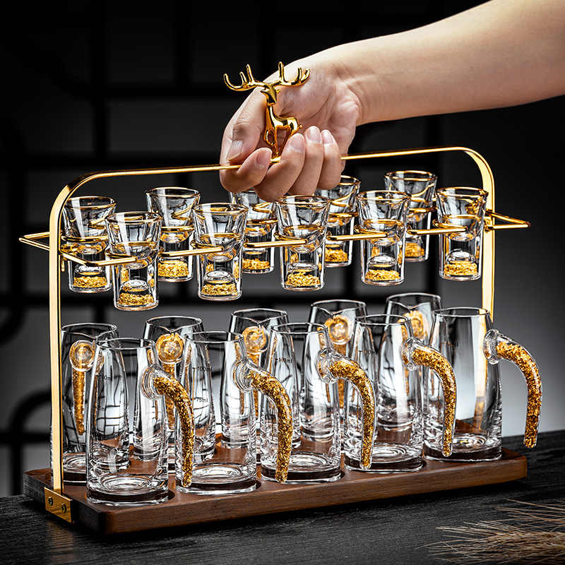 金箔白酒分酒器套装家用10壶10杯酒杯子爆款2025最新款酒具套装
