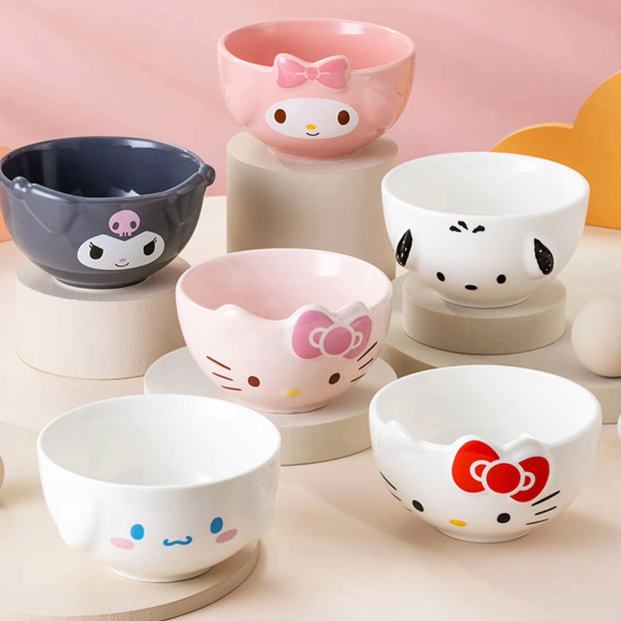 古杰士同款三丽鸥系列陶瓷可爱造型碗盘少女心餐具家用碗儿童碗