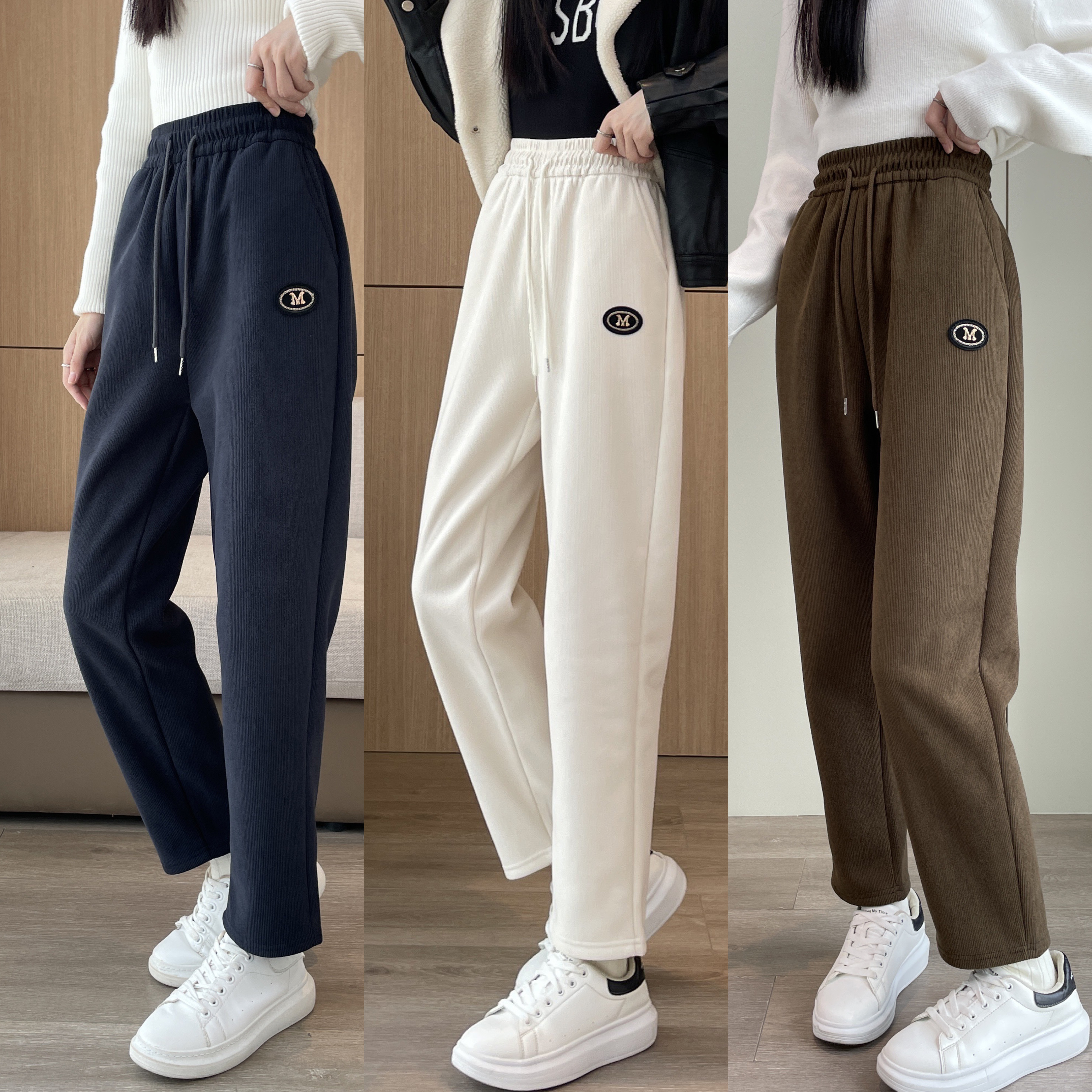 2025新款春季进口奥粒绒哈伦裤休闲裤休闲百搭加绒时尚女裤