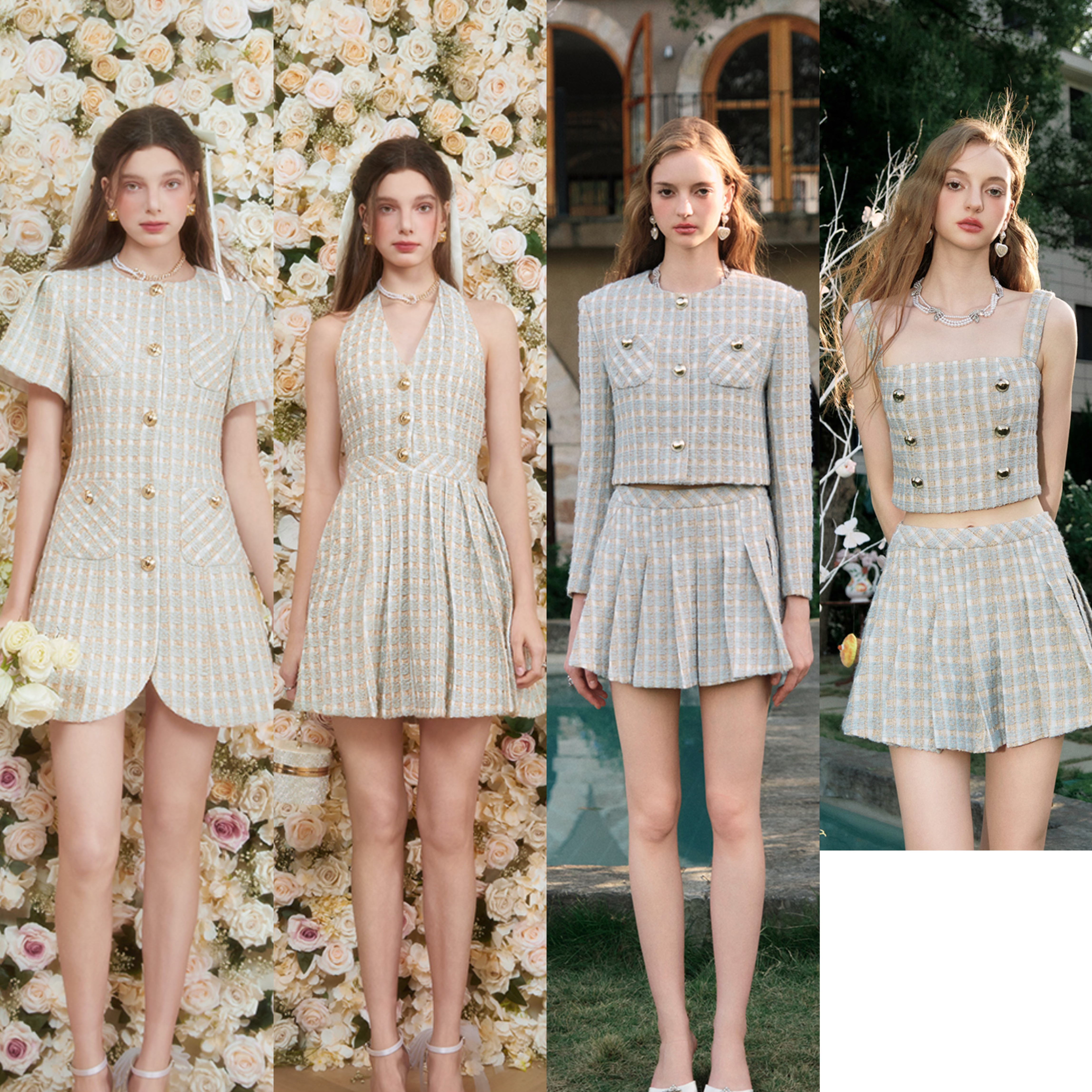 【美娇粉丝专属】薄荷绿金格系列套装