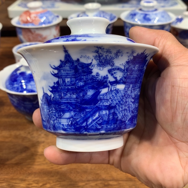 自成堂柴窑青花汉宫春晓图