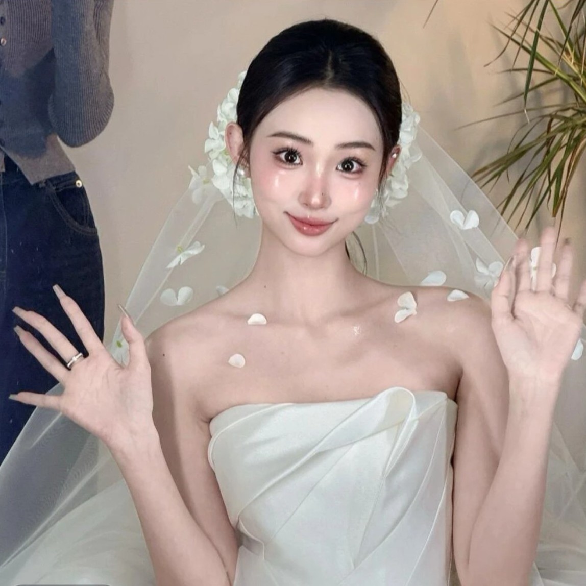 喜看优选15333白色花朵插针新娘饰唯美百搭时尚拍照摄影发饰品