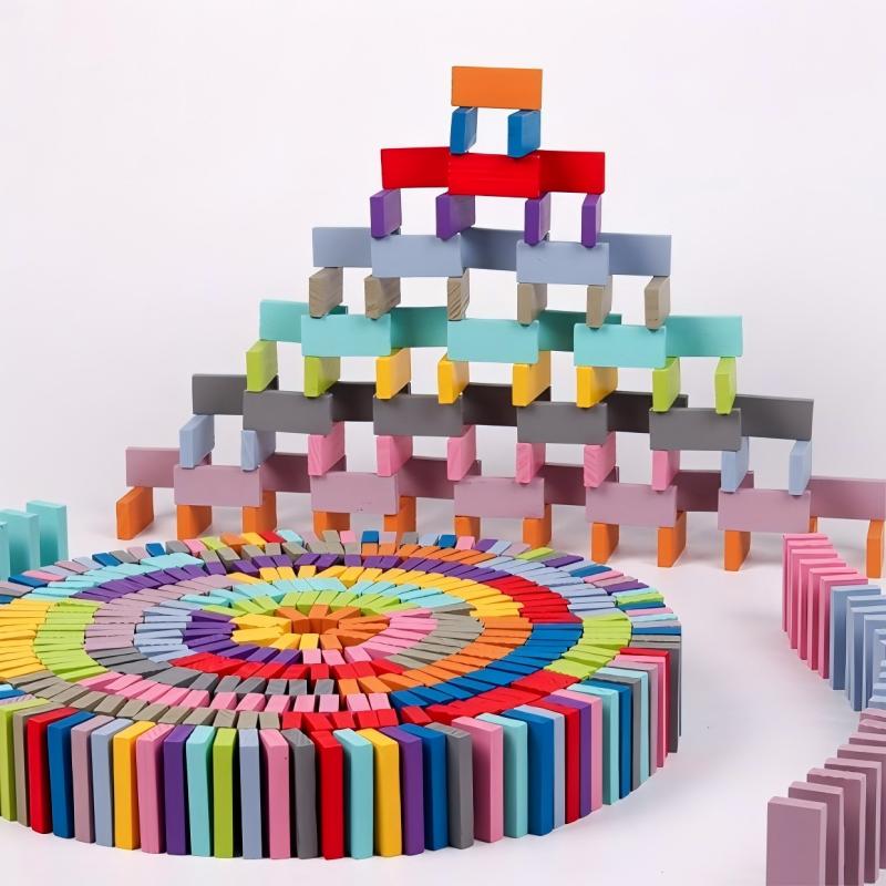 多米诺骨牌 120片骨牌 彩虹积木 自由拼插 