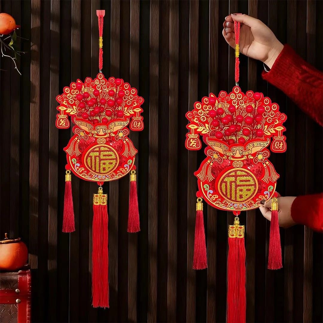 [红果福袋福满]2026马年爆款福袋子新年挂饰春节挂件玄关入户门