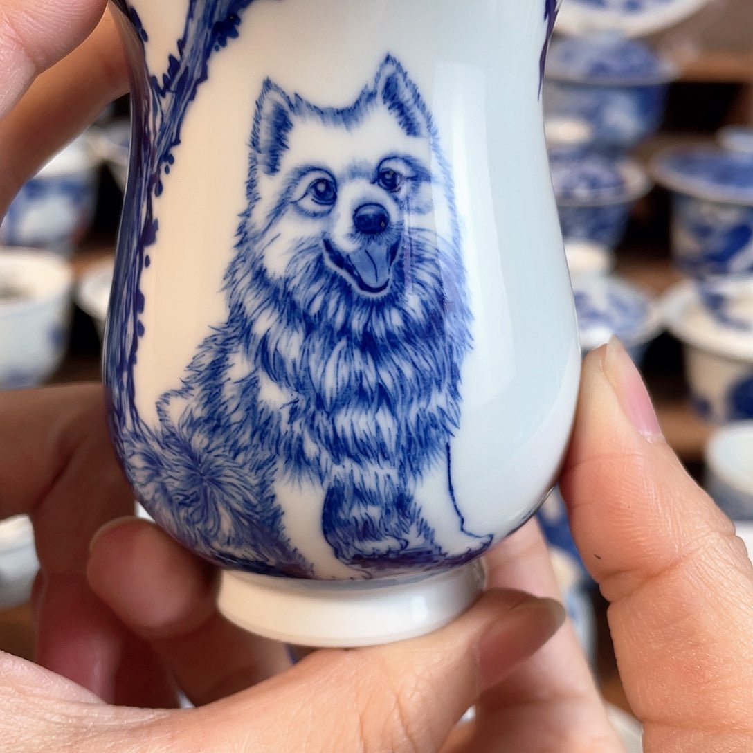 泥藝瓷梦狗狗玉兰杯