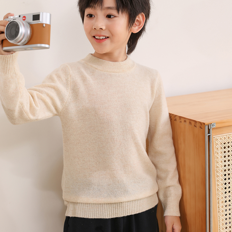 儿童十二针半高领100%纯羊毛衫男女童加厚套头毛衣时尚洋气打底衫
