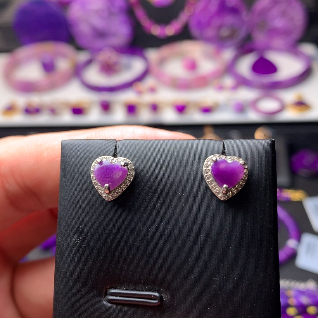 苏纪石（舒俱来）耳钉银S925镶嵌