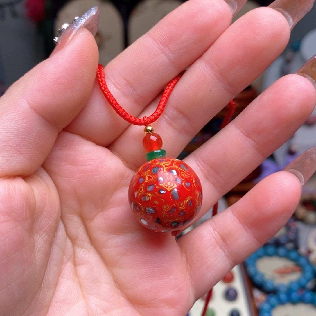 大漆20mm犀皮纹精品单珠