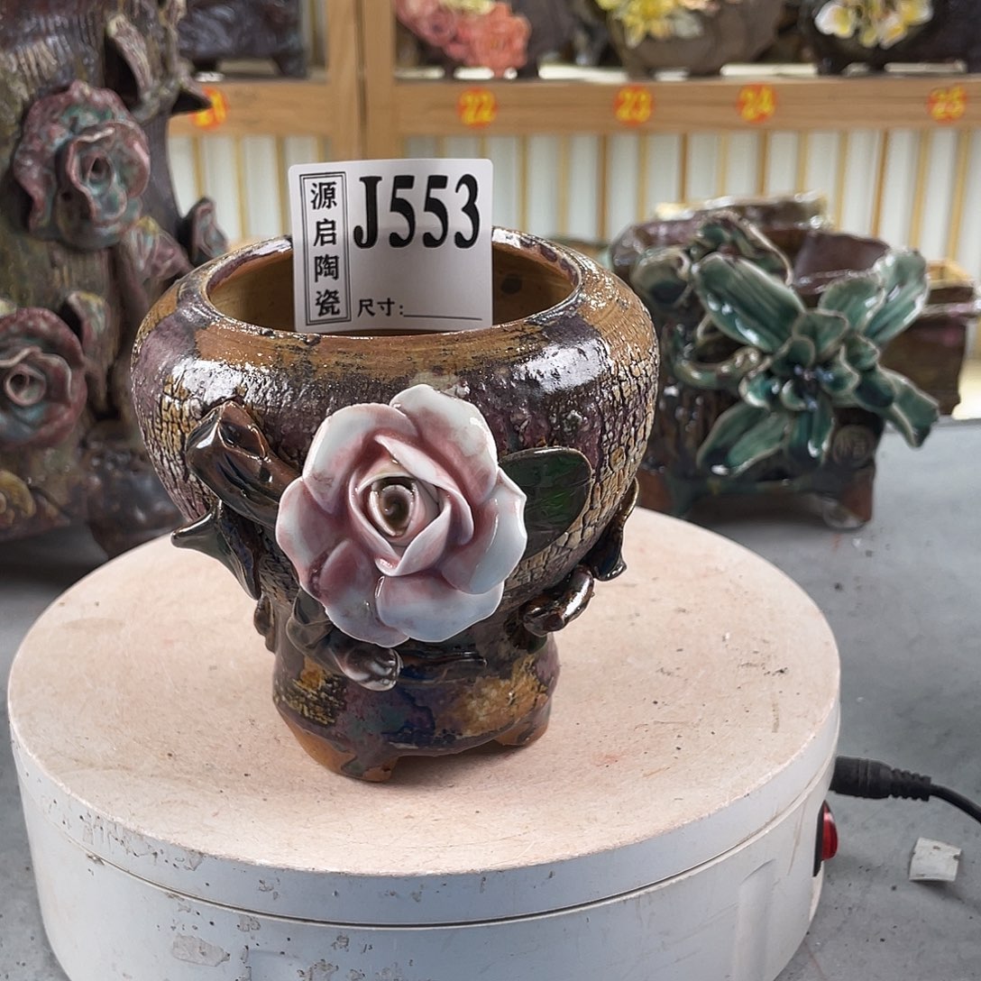紫砂花盆景德镇陶瓷多肉花盆553