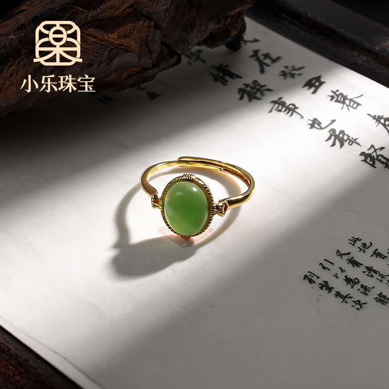 原创设计款和田玉戒指S925银多样性发一-11192
